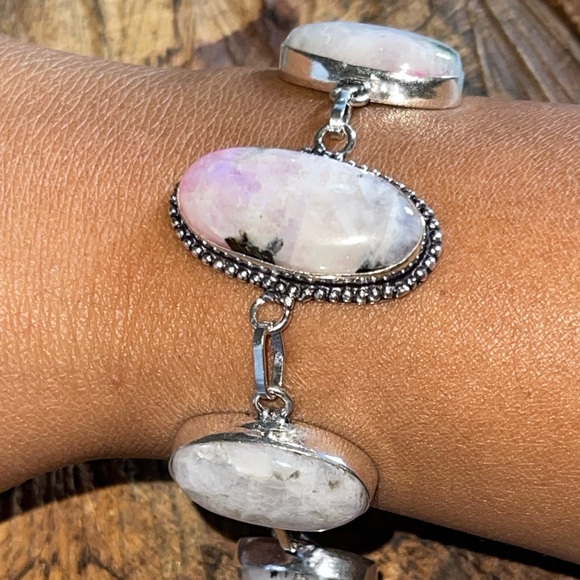 Rainbow Pink Moonstone Bracelet 6 1/2” - 7” - Picture 9 of 10